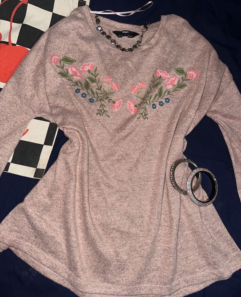 Embroidered Pink Tunic Top🌸🍀