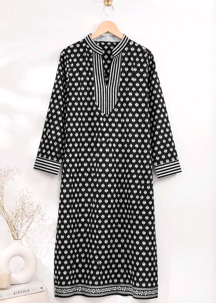 🟦🤍 Dark Blue &amp; White Printed Kurta 🤍🟦