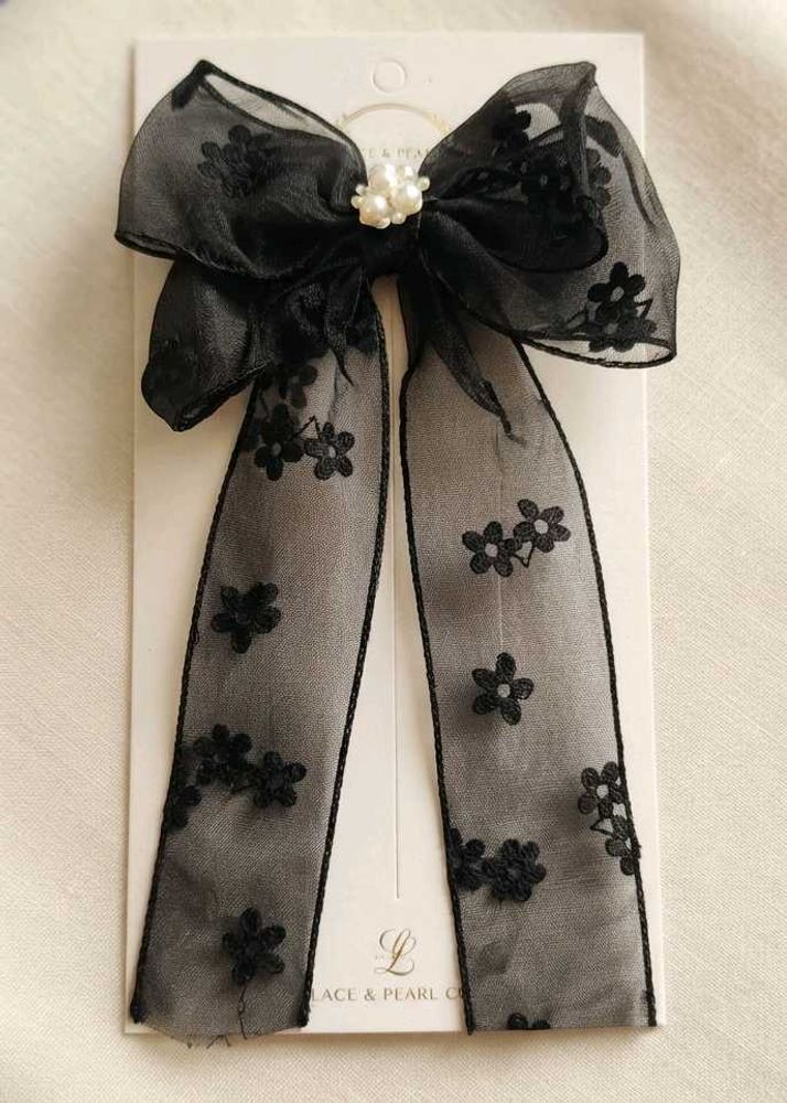 Elegant Black Lace Bow Hair Clip