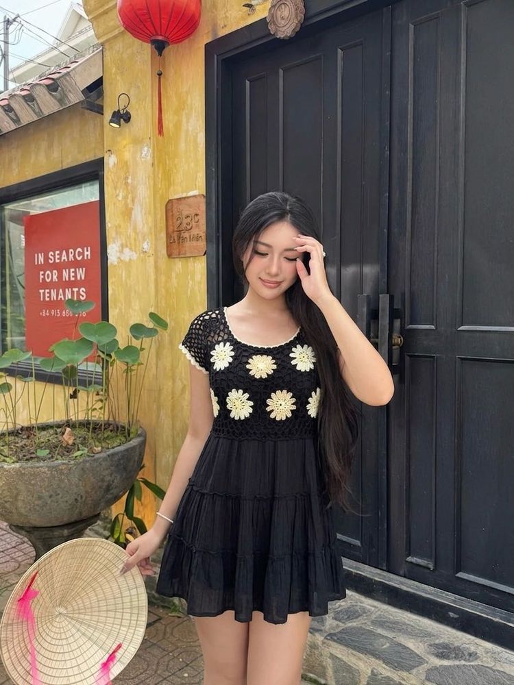 Daisy Crochet Mini Dress