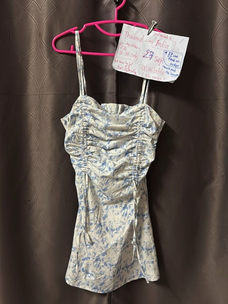 Cute Ruched Floral Mini Dress32-34