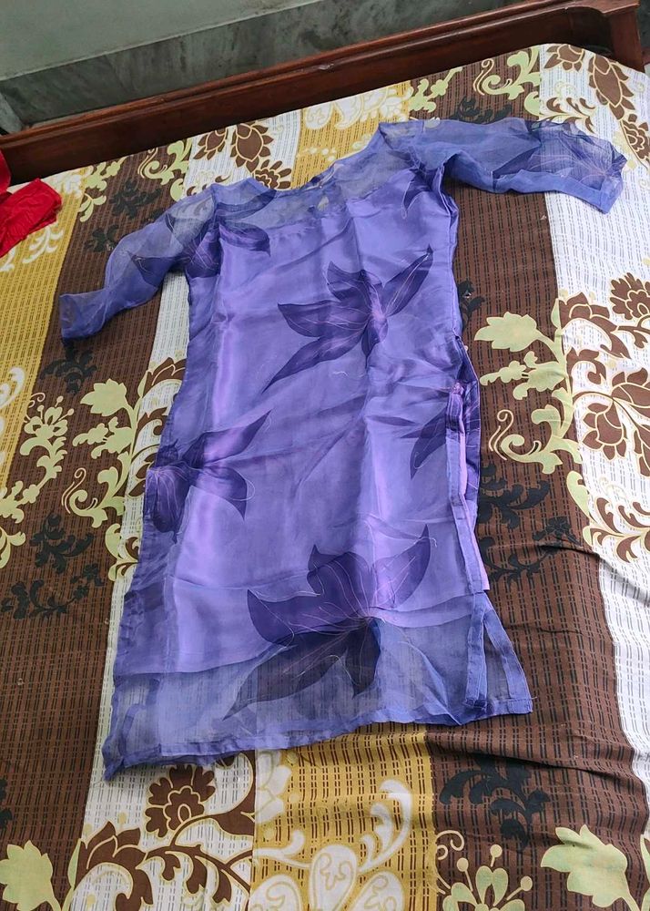Lavender Floral Sheer Kurta