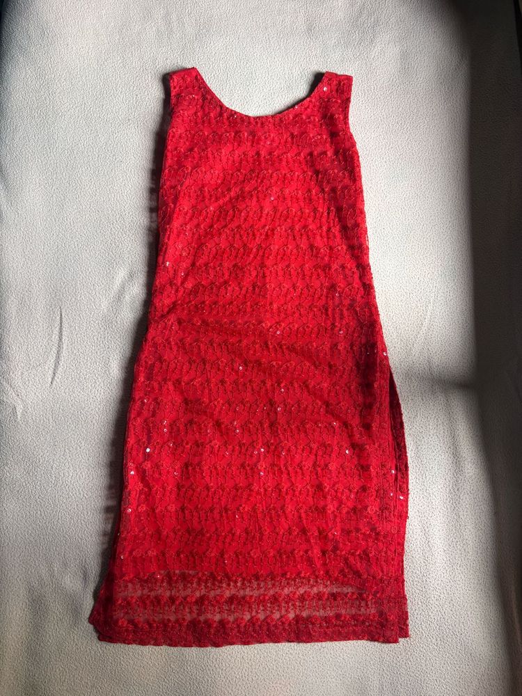 Red Sequined Kurta