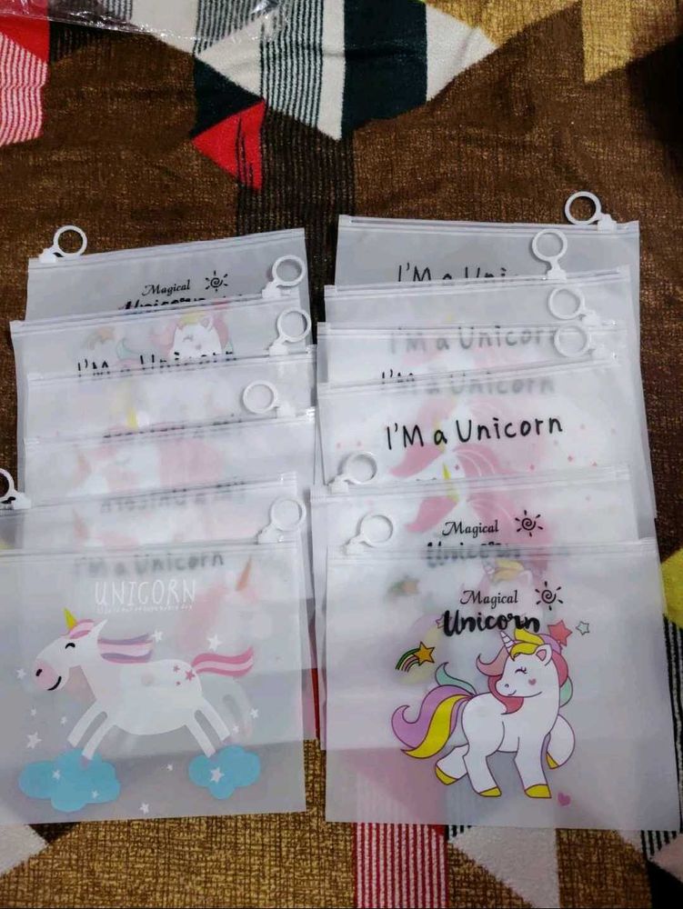 12 Please Of Transperant Unicorn Pouch