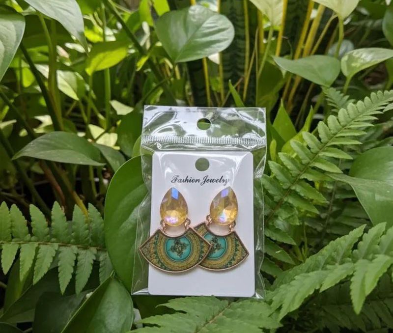 Boho Fan Design Drop Earrings
