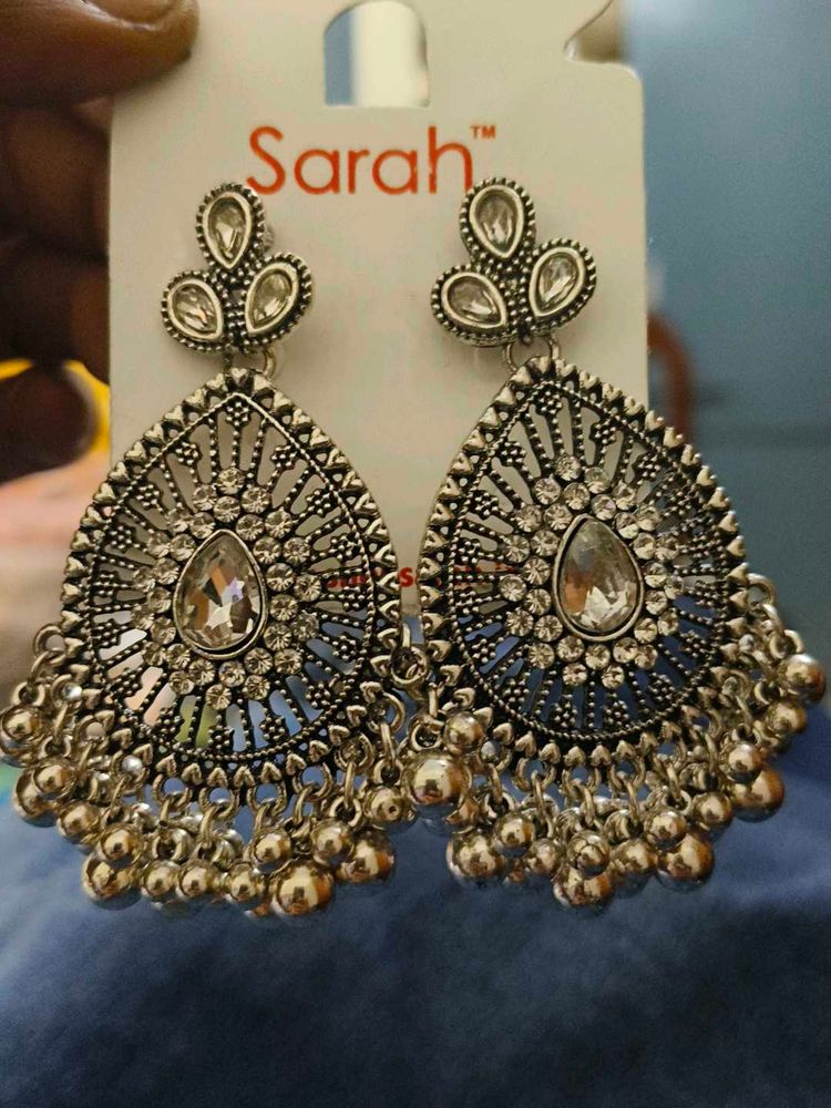 Designer Oxidised Jhumka Earrings