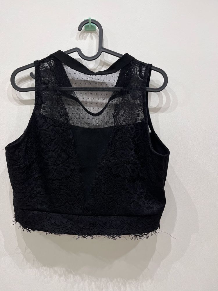 Chic Black Lace Crop Top - Nuon by Westside