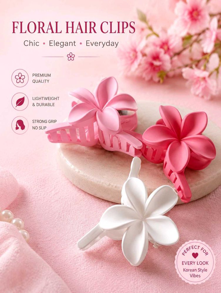 Chic Floral Hair Clips - Set of 3