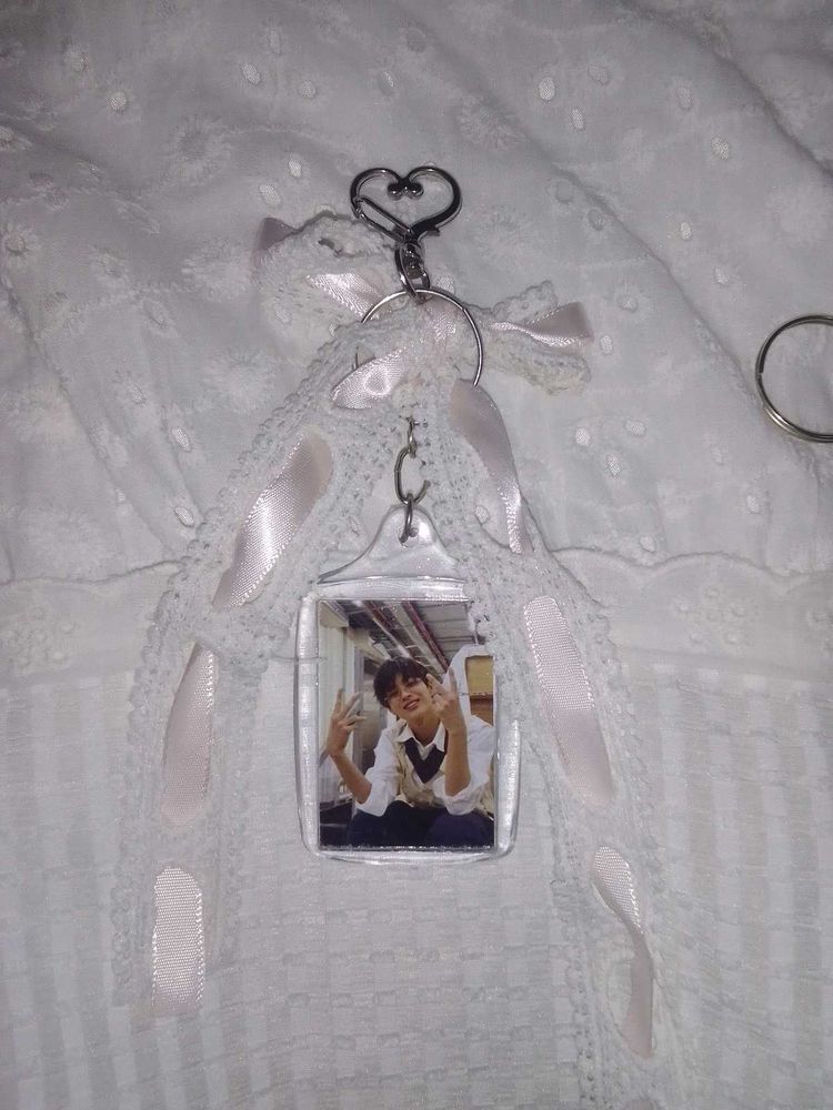 Cute Photo Keychain with Lace Charms