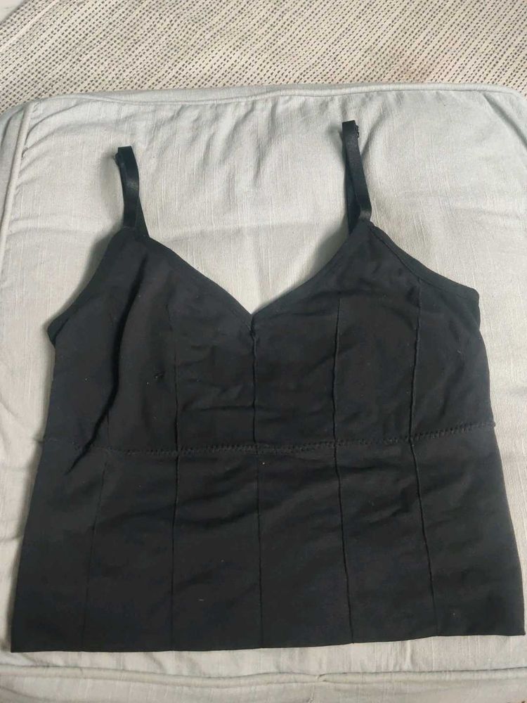 Black Spaghetti Strap Crop Top