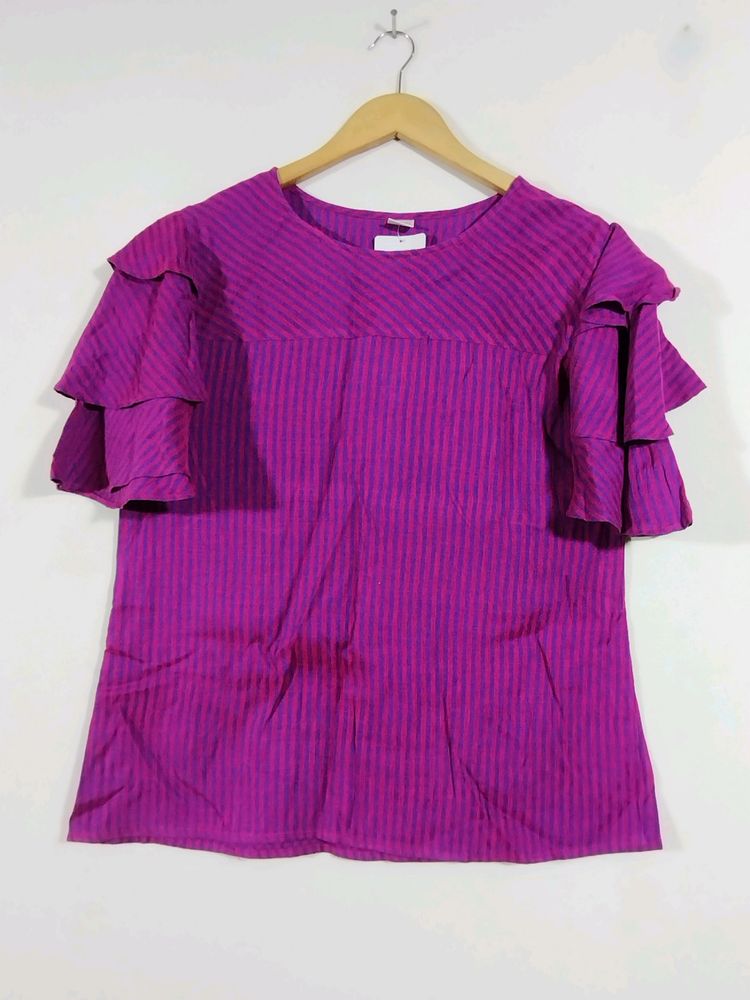 Pink And Purple Printed Round Neck Top (Women)