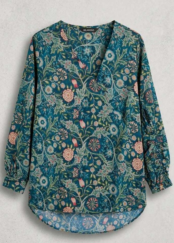 Vintage Floral Print Long Sleeve Top