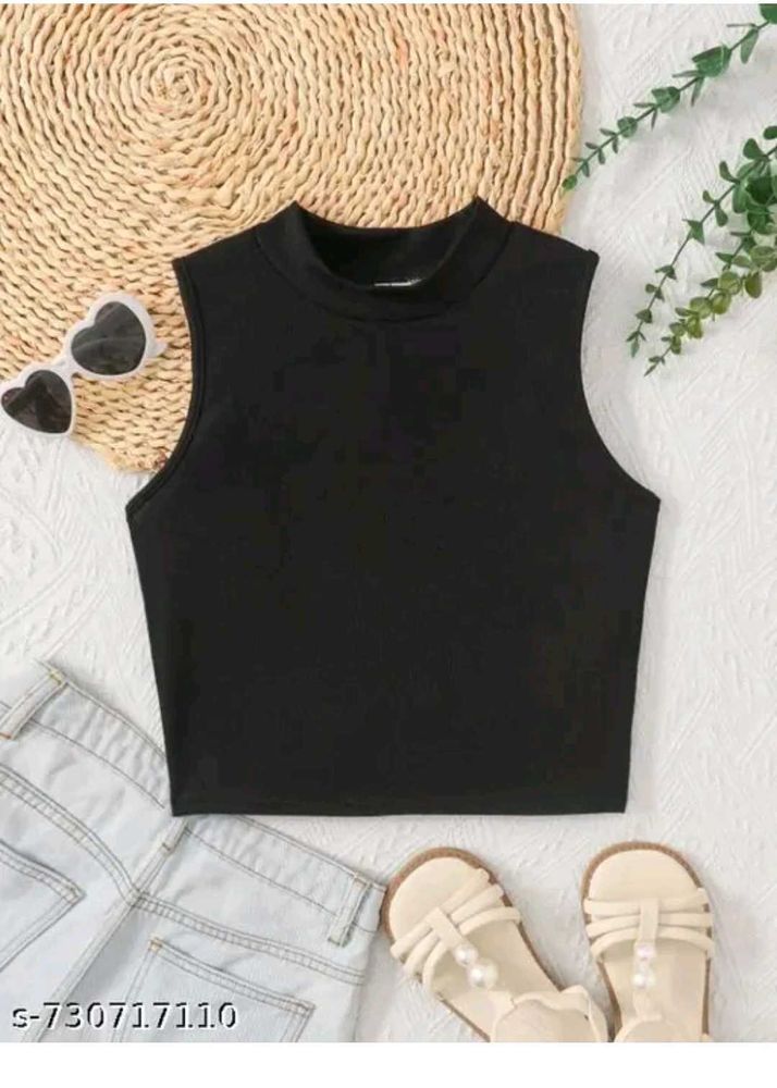 Sleeveless Mock Neck Cropped Top