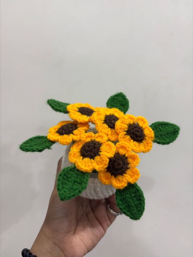 Handmade Crocheted Sunflower Decor