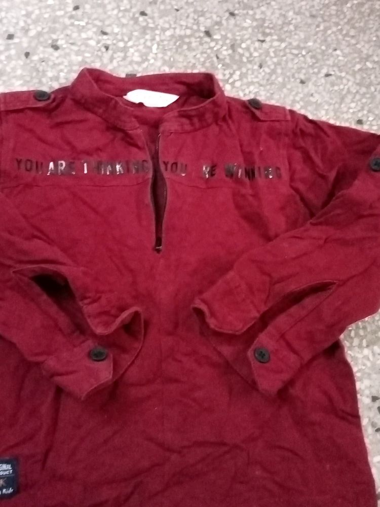 Maroon Colour T Shirt, Full Sillives