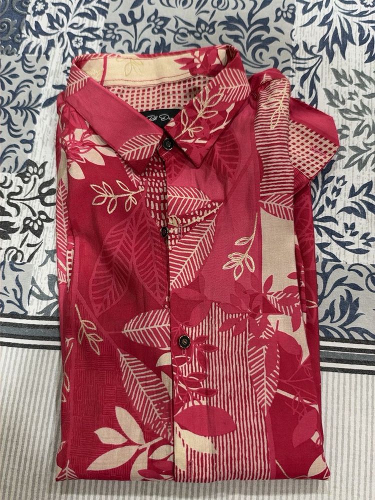 Men's Pink Floral Print Shirt