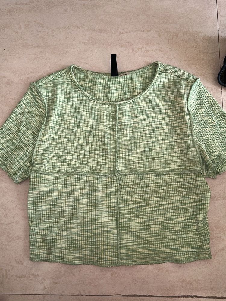 Light Green Marled Knit Top