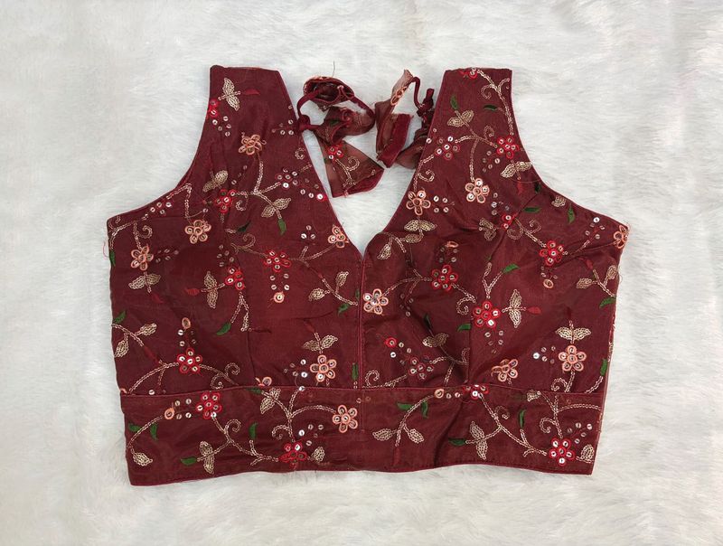 Embroidered Maroon Blouse