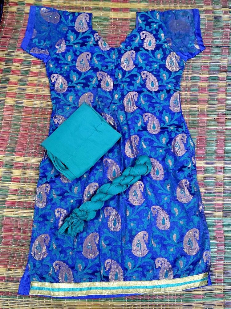 Royal Blue Brocade Saree