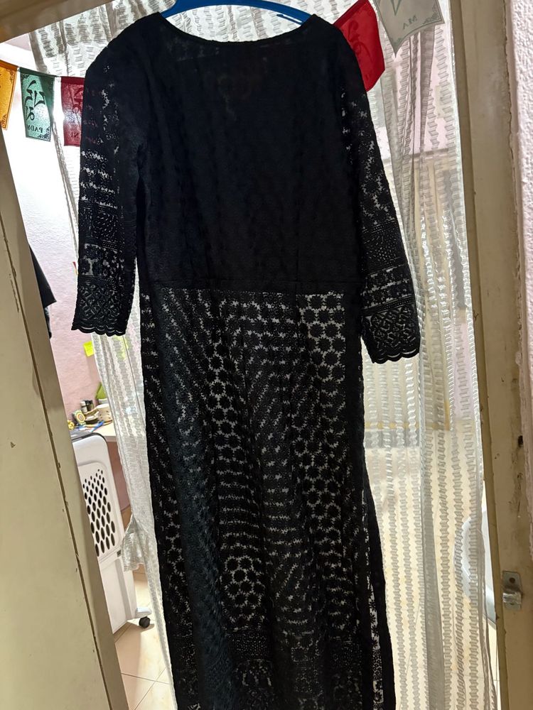 Elegant Black embroidery long kurta