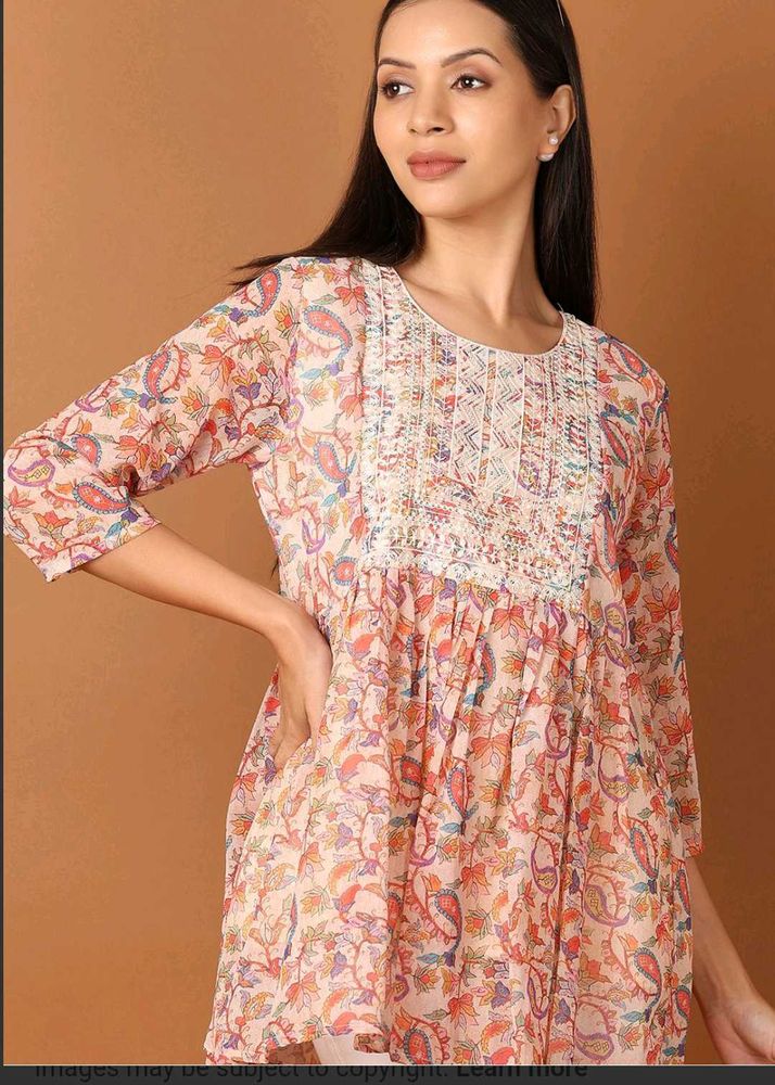 Combo Offer: Red Floral top &amp; Printed Kurti