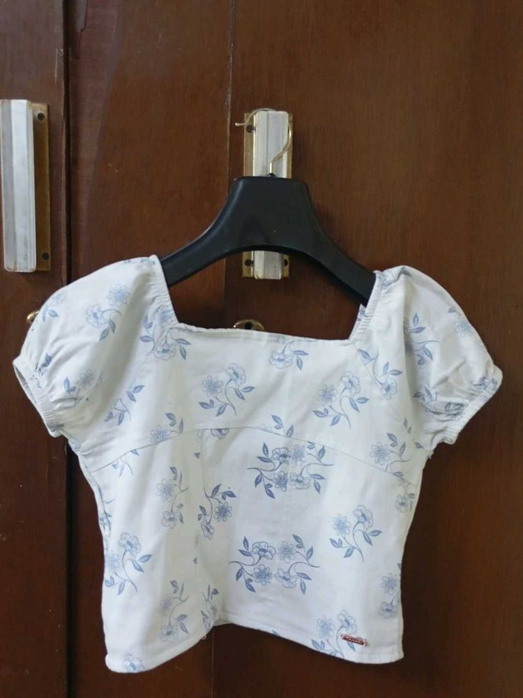Cute Floral Print Cropped Top