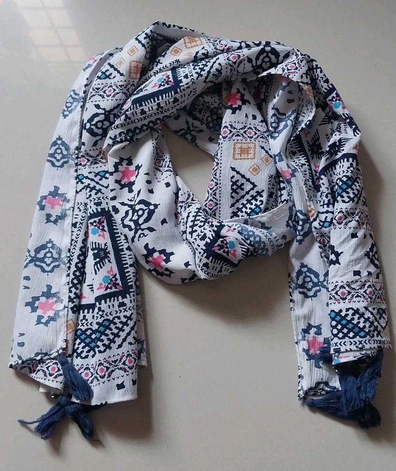 Boho Print Scarf with Tassels