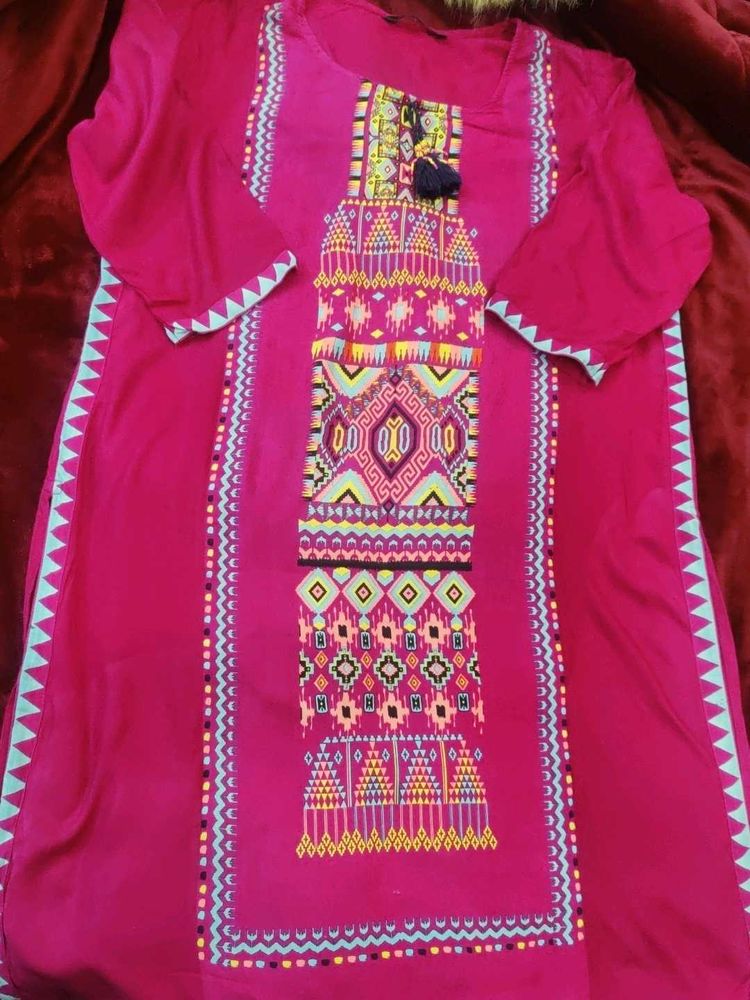 Pink printed Kurta pure cotton