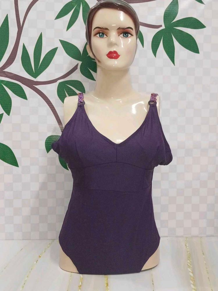 (700)Purple V-Neck Bodysuit
