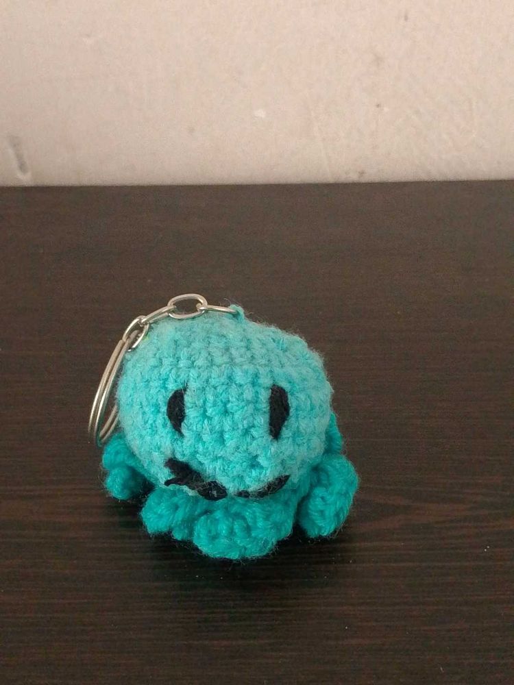 Cute Teal Crochet Keychain Charm