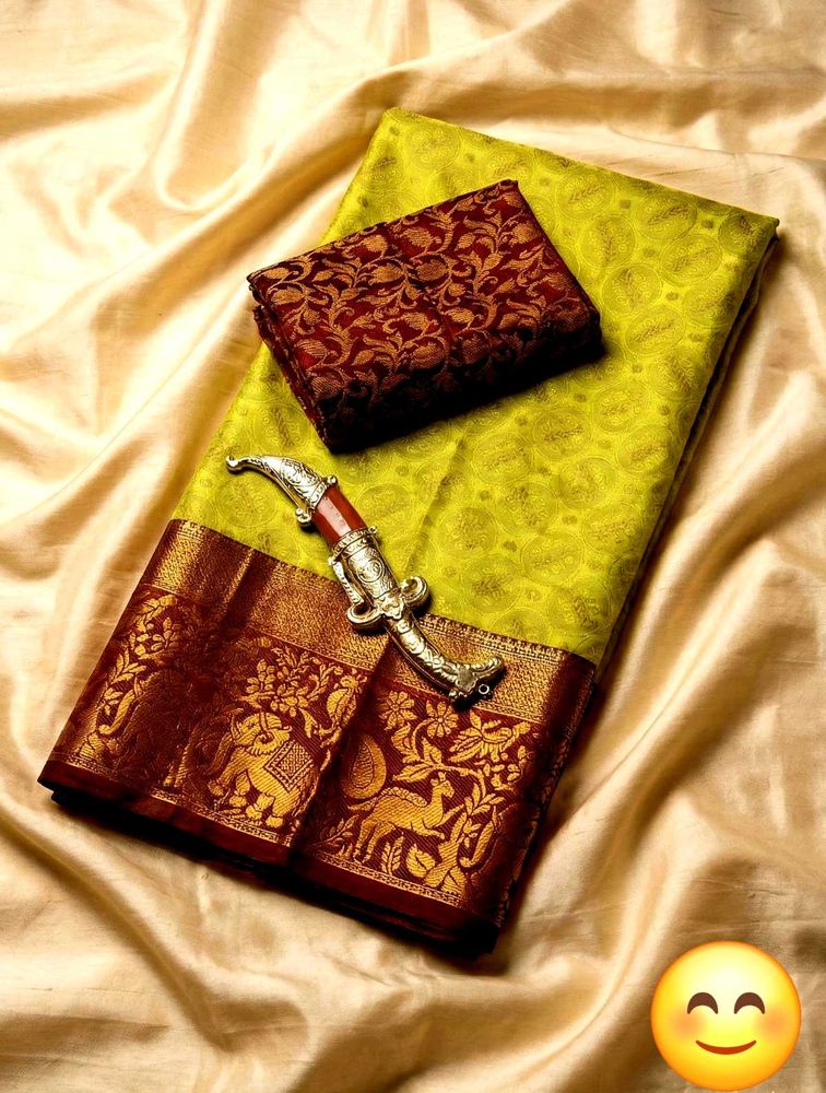 Elegant Yellow Silk Saree with Brocade Border