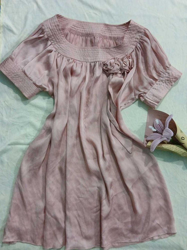 Elegant Pink Silky Dress