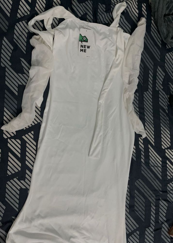 White halterneck  Sleeve Dress