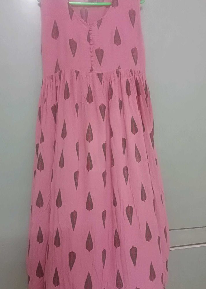 Pink Printed Ethnic Gown