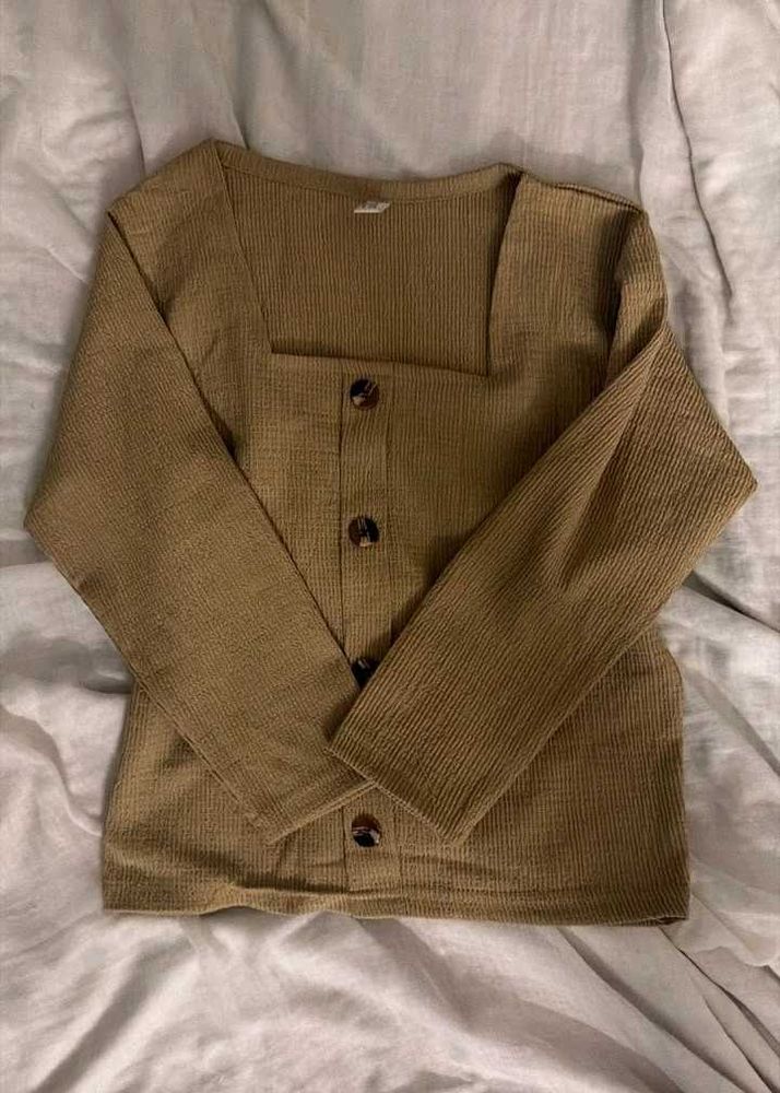 Cute brown square neck top