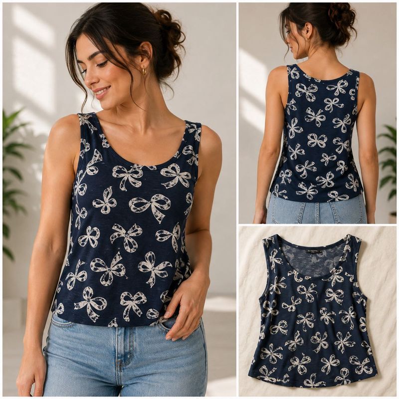 Dorothy Perkins Navy Bow Print Sleeveless Top