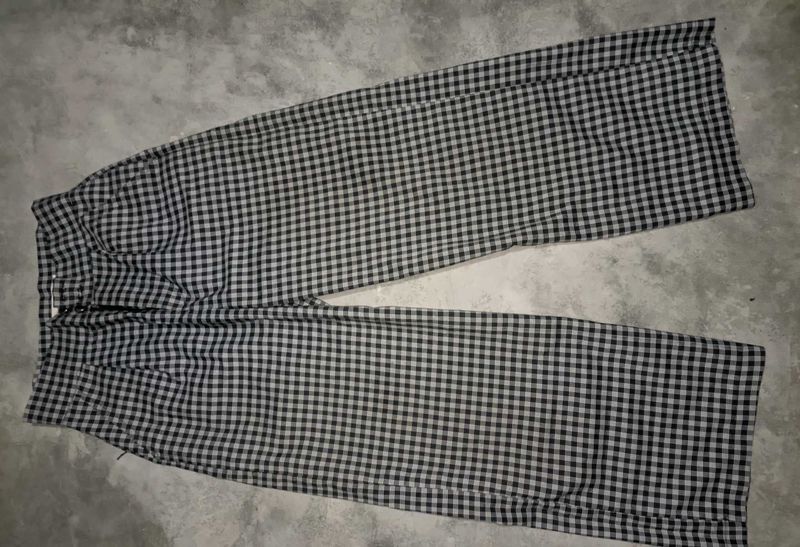Gingham Checkered Wide Leg Pants