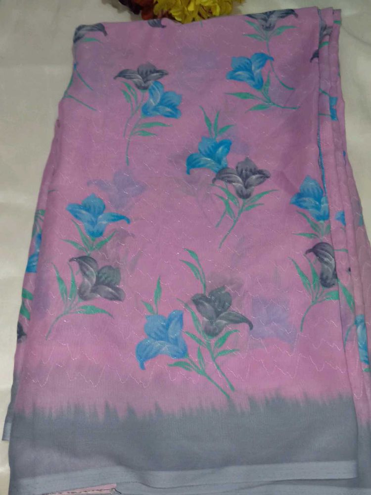Pink Floral Saree with blouse