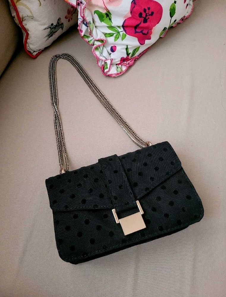ZARA Black Polka Dot bag