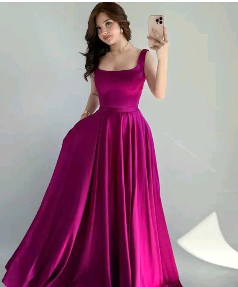 Elegant Magenta A-Line Gown