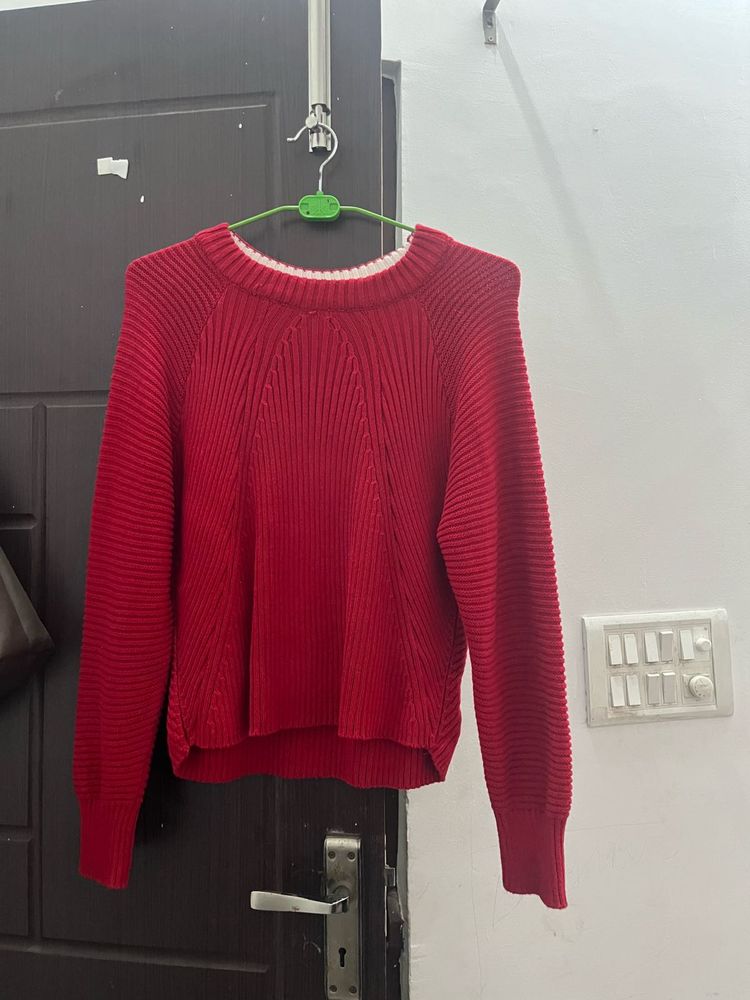 MANGO Red Knit Sweater