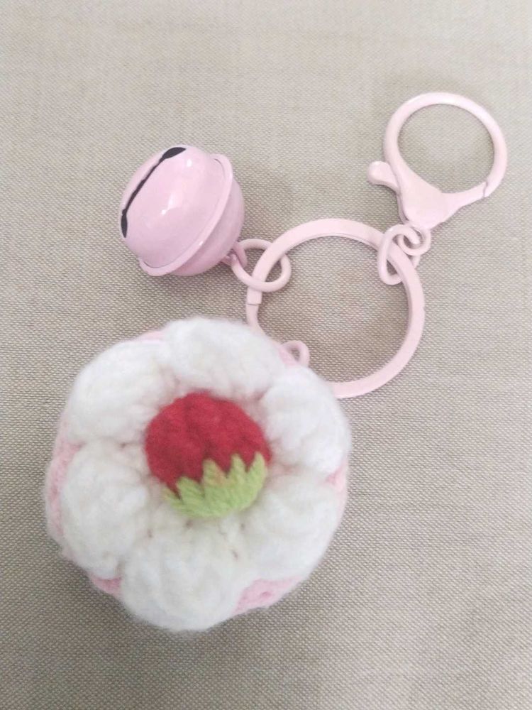 Cute Crochet Strawberry Keychain with Bell