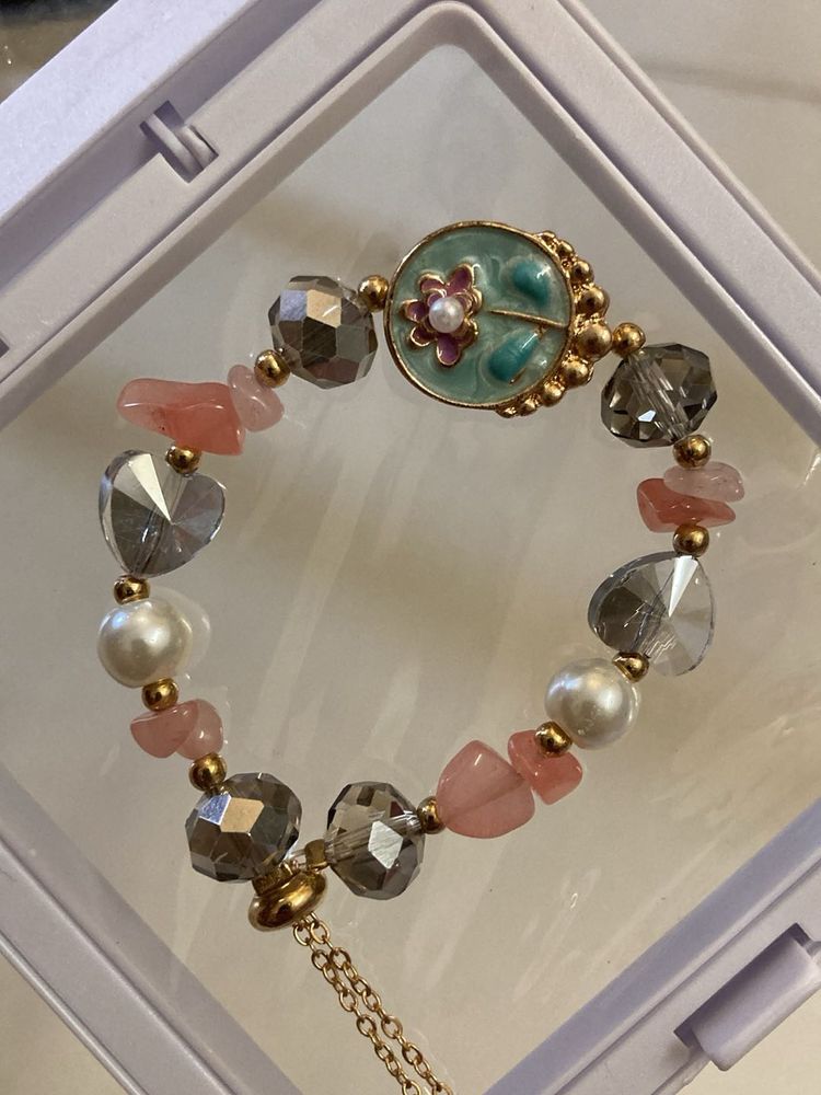 Boho Beaded Bracelet with Charm