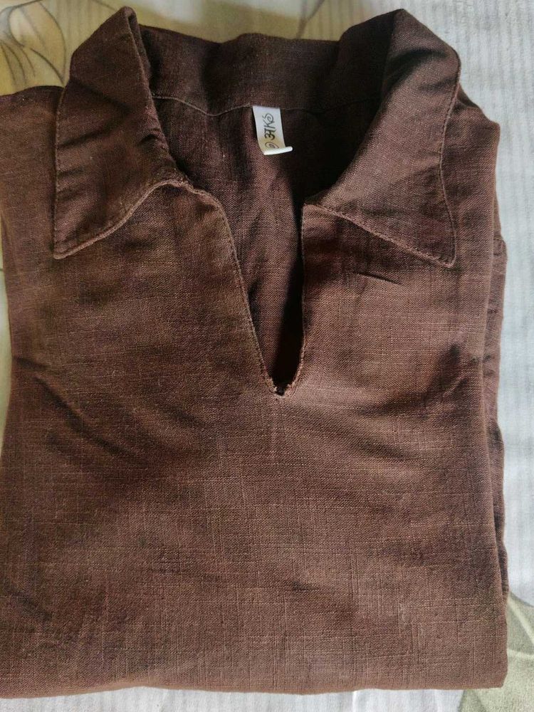 VINTAGE BROWN LINEN SHIRT