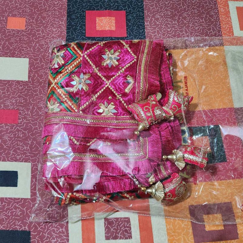 (Amritsari Phulkari) Embroidered Pink Dupatta