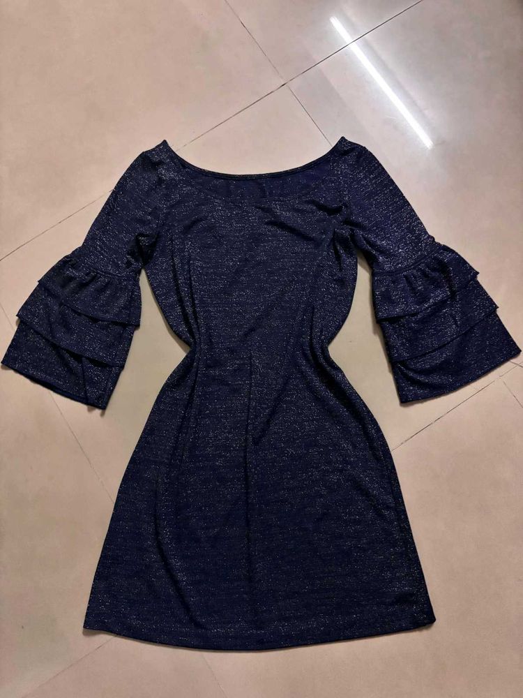 Sparkly  Blue Bell Sleeve Dress👗✨