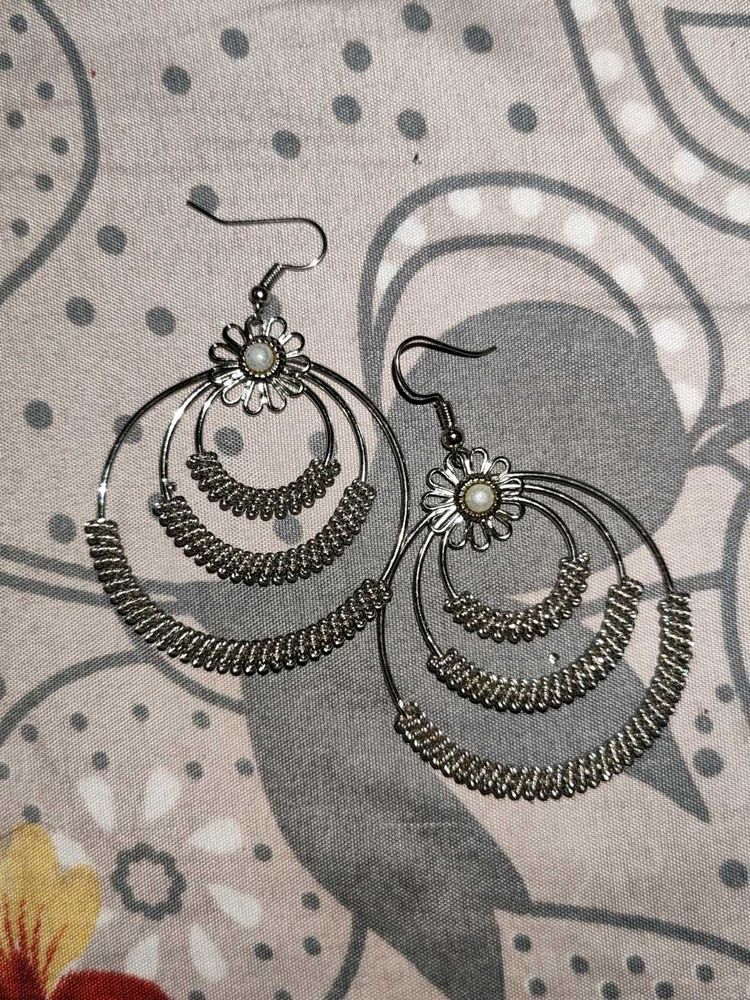 Boho Silver Hoop Earrings