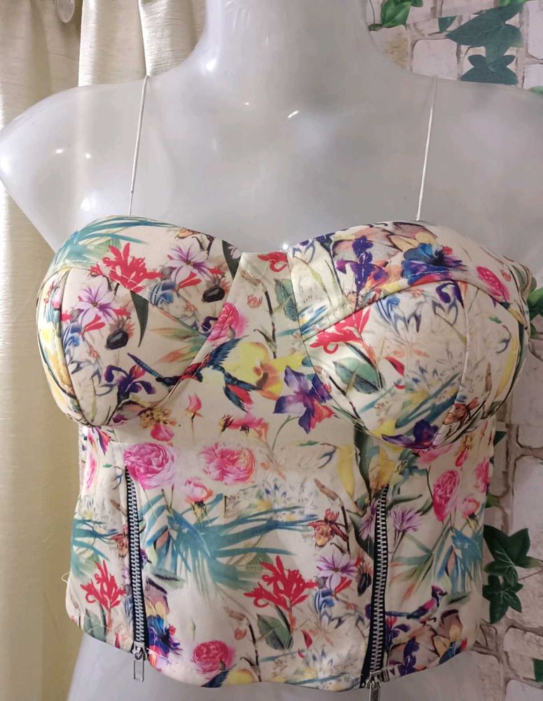 Floral Print Bustier Top