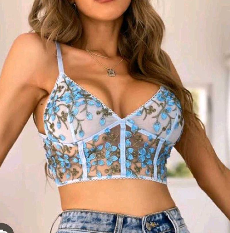Sheer Floral Embroidered Bralette