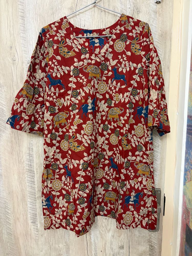 Beautiful Red Ethnic Print Kurta